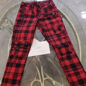 Red plaid BlackHeart super skinny jeans